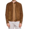 SERAPHIN Brown Suede Leather Unlined Bomber Croco Trim Jacket FR 50 US M Online Sale