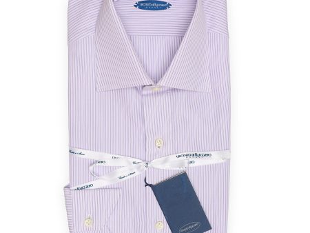 VINCENZO DI RUGGIERO Handmade Purple Striped Cotton Dress Shirt EU 39 NEW US 15.5 Fashion