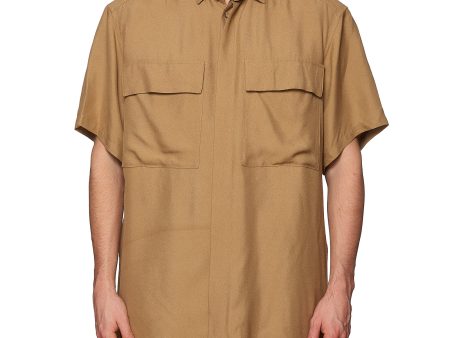 FEAR OF GOD Tan Short Sleeve Oversized Crepe Shirt NEW XL Online Sale