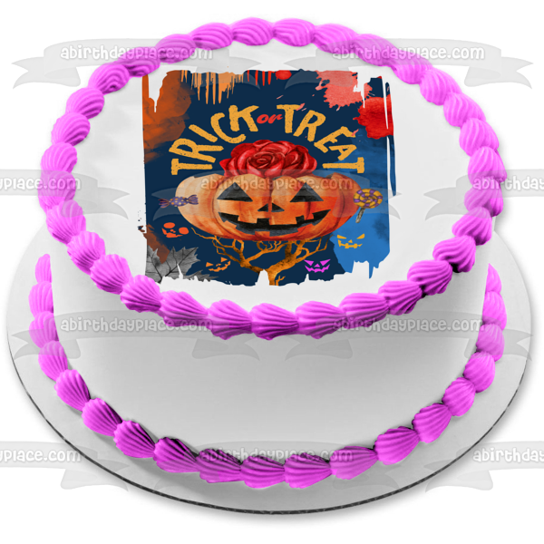 Trick or Treat Pumpkin and Candy Edible Cake Topper Image ABPID56645 Fashion