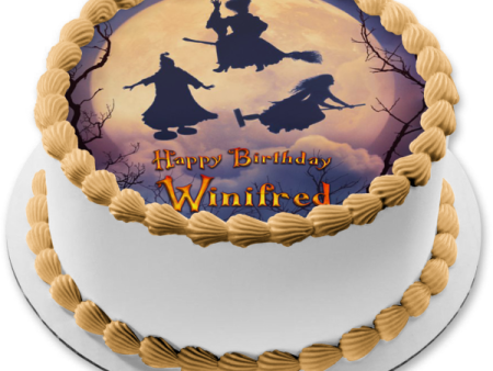 Hocus Pocus 2 Mary Winifred and Sarah Silhouettes Flying on Brooms Edible Cake Topper Image ABPID56605 Online now