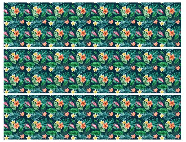 Tropical Leaves and Flowers Pattern Edible Cake Topper Image Strips ABPID56661 Online now