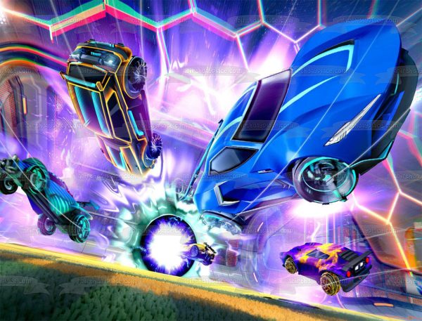 Rocket League Time to Play Soccer Edible Cake Topper Image ABPID56628 Hot on Sale