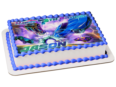 Rocket League Time to Play Soccer Edible Cake Topper Image ABPID56628 Hot on Sale