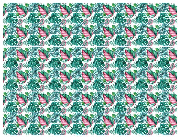 Tropical Leaves Pink and Green Pattern Edible Cake Topper Image Strips ABPID56662 Discount