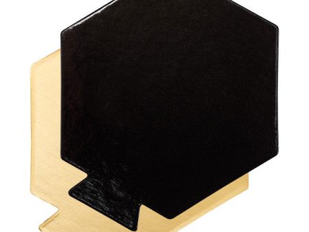 Cake Board Corrugated 3.5  Hexagon Black Gold Reversible Discount